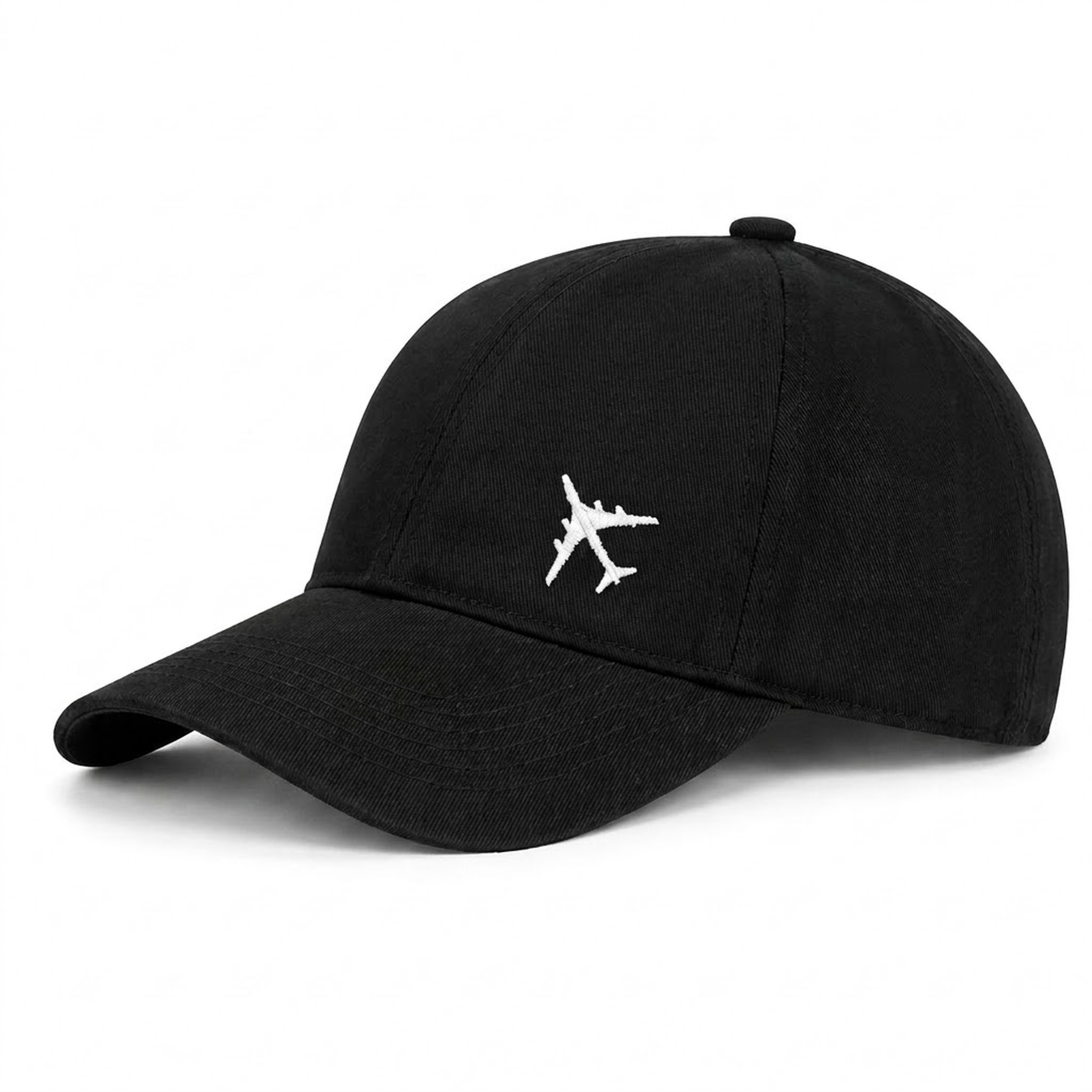 black-baseball-cap-white-logo-front